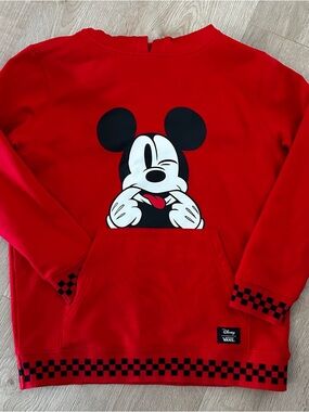 Disney /Vans Mickey Mouse Hoodie Sweat Shirt Youth L - Red